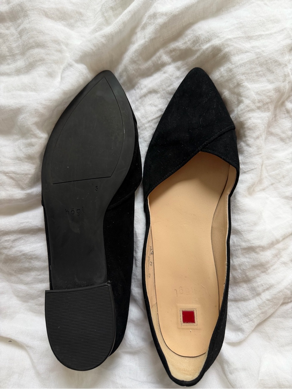 Pointed Black Suede-Look Flats with Cushioned Insole